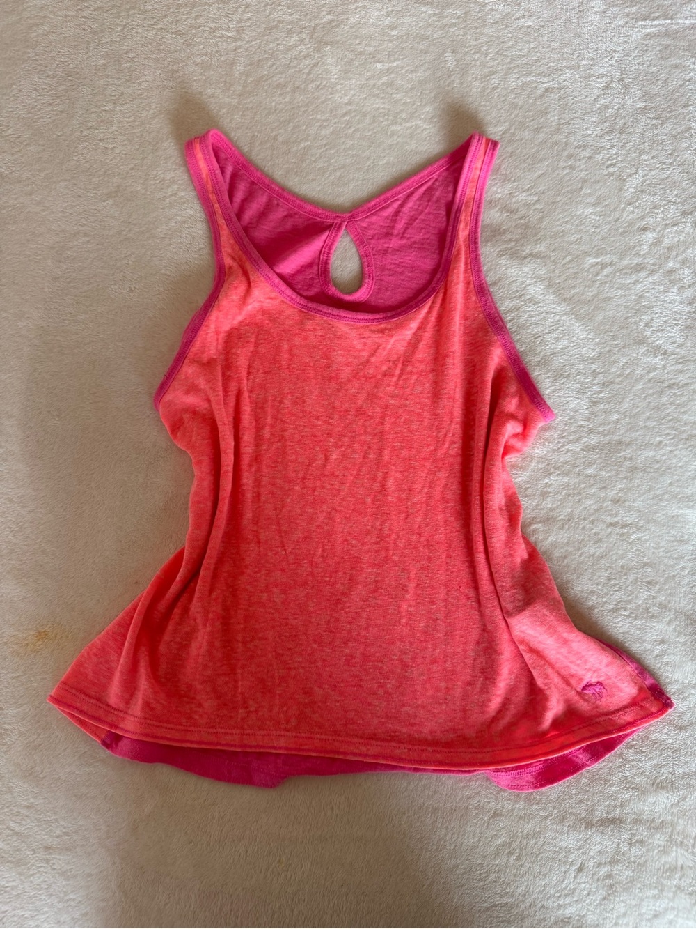Girls  Pink Keyhole Tank Top - Bright Pink